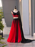ManRasiya , Trendy Black and Red Fully Stitched Lehenga for Navratry 2026 -SOC001RK
