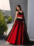 ManRasiya , Trendy Black and Red Fully Stitched Lehenga for Navratry 2026 -SOC001RK