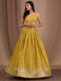 Moushmi , Mustard Yellow Designer Lehenga Choli for Special Occassions-OEK001MY