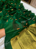 Mukta , Green Pure Chanderi Silk Saree for women -ANSA001CS