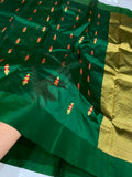 Mukta , Green Pure Chanderi Silk Saree for women -ANSA001CS