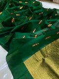 Mukta , Green Pure Chanderi Silk Saree for women -ANSA001CS