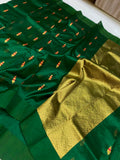 Mukta , Green Pure Chanderi Silk Saree for women -ANSA001CS