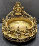Jumbo Size Brass Ashta Lakshmi Urli with Ganesh Mayuri  -DEV001AU