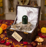 Gem Stone Shivlingam Jade with Brass with Silver Finish Naga -HOH001J
