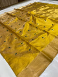 Lalitha , Yellow shade Pure Chanderi  Tissue Silk Saree for women -ANSA001YS