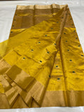 Lalitha , Yellow shade Pure Chanderi  Tissue Silk Saree for women -ANSA001YS