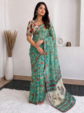 AK T Saree Fabric Printed  Georgette  Saree Mirror Work With Outing & Lace -TREND001S