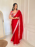 Rosa , Red Saree with Ready made blouse -MISS001RSB