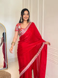 Rosa , Red Saree with Ready made blouse -MISS001RSB