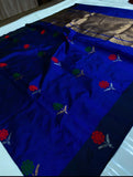 PURE CHANDERI SILK PATTU TISSUE SILK HANDLOOM SAREE -ANSA001CSB