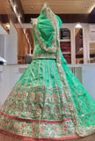 Green Designer  Gher  Lehanga Suit for Women -JAIPURI001LSB