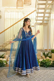 Neelam , Blue Fancy Fendy Silk Gown with pant and Duppatta for women -MISS001FG