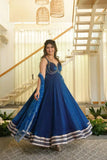 Neelam , Blue Fancy Fendy Silk Gown with pant and Duppatta for women -MISS001FG
