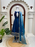 Neelam , Blue Fancy Fendy Silk Gown with pant and Duppatta for women -MISS001FG