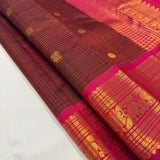 Rajeswari , Kanjivaram Pure silk handloom double warp with contrast Grand Pallu and blouse Vaira oosi kattam Bridal 2g -PDS001VO