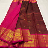 Rajeswari , Kanjivaram Pure silk handloom double warp with contrast Grand Pallu and blouse Vaira oosi kattam Bridal 2g -PDS001VO