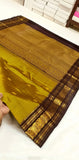 Shobika , Vintage   Kanchipuram traditional Borders with Mayil  Butties Chocolate and Gold Combination Saree  -PDS001KS