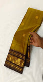 Shobika , Vintage   Kanchipuram traditional Borders with Mayil  Butties Chocolate and Gold Combination Saree  -PDS001KS