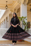 Beautiful cotton designer embroidered printed anarkali three pcs set perfect for all occasion-RG001KS