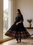 Beautiful cotton designer embroidered printed anarkali three pcs set perfect for all occasion-RG001KS