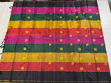 Rainbow Love , Exclusive Kanchipuram Silk Saree with Vibrant Stripes and Delicate Zari Motifs -SACHI001ZB