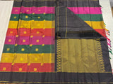 Rainbow Love , Exclusive Kanchipuram Silk Saree with Vibrant Stripes and Delicate Zari Motifs -SACHI001ZB