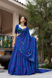 MORBANI , Fully stitched Blue elegant Georgette Lehenga for Women- FOF001BL