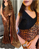 Animal Print Designer Saree with Blouse for women -DP001AP