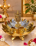 Srinivasa Kalyanam Special Golden Double lotus stand  With 3 inches brass Lord Balaji idol -DEEP001SK