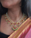 Shubangi , Premium Jadau Kundan Necklace with Layered Pearls -TREND001PNS