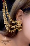 Lakhi , Premium Matte Gold Finish Gungroo Laxmiji Design Jumka Earrings with Kanchain -JAYDU001LJ