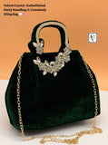 Velvet Crystal-Embellished Party Handbag &Crossbody Sling Bags combo of 6 , for gifting-LUXE001BC