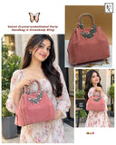 Velvet Crystal-Embellished Party Handbag &Crossbody Sling Bags combo of 6 , for gifting-LUXE001BC