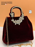 Velvet Crystal-Embellished Party Handbag &Crossbody Sling Bags combo of 6 , for gifting-LUXE001BC