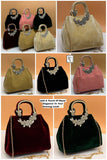 Velvet Crystal-Embellished Party Handbag &Crossbody Sling Bags combo of 6 , for gifting-LUXE001BC