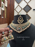 Swapna Sundari , Polki Kundan Necklace Set with matching Mangtika -JAYDU001PKS