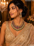 Maahira , Designer Kundan Carved stone Bridal Neckalce Set for women -SIP001DNS