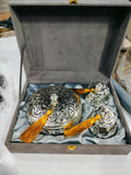 Combo of 10 , Elegant German Silver 6 inch Handi & 4 inch jar Set with Velvet Box for Gifting&nbsp; this Diwali 2026 -VI001GS