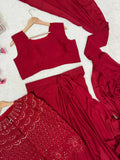 Tamanna , Karva Chauth 2026 Special Red Ready to wear Saree with Jacket-VIVA001RW