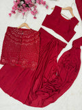 Tamanna , Karva Chauth 2026 Special Red Ready to wear Saree with Jacket-VIVA001RW