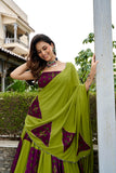Navratri  2026 , Parrot Green  Beautiful Fully stitched Lehenga for women -SOC001BLB