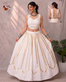Jhankar ,White  Stunning lehenga choli set, crafted for Navratri 2026-FOF001LW