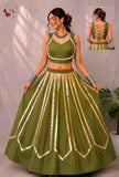 Jhankar ,Mustard Green   Stunning lehenga choli set, crafted for Navratri 2026-FOF001LMG