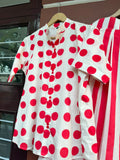Dimple , Red and White  beautiful pure cotton skirt and shirt set -DP001ST