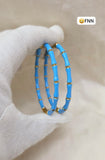 Blue  and Gold  Bamboo Meena kada Bangles for women -JAYDU001BU