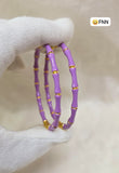 Lilac and Gold  Bamboo Meena kada Bangles for women -JAYDU001L