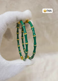 Green& and Gold  Bamboo Meena kada Bangles for women -JAYDU001GR