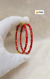 Red and Gold  Bamboo Meena kada Bangles for women -JAYDU001RK