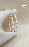 White  and Gold  Bamboo Meena kada Bangles for women -JAYDU001W